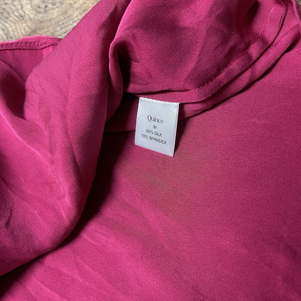 Quince Women’s Blouse Size Medium Washable Stretch Silk Blouse Fuchsia Pink - Picture 6 of 7